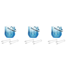 Ice Bucket Plastic Ice Bucket with Handle Acrylic Transparent-Blue