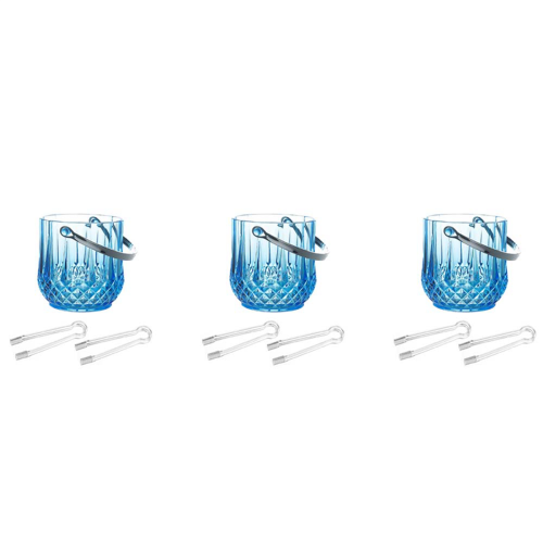 Ice Bucket Plastic Ice Bucket with Handle Acrylic Transparent-Blue