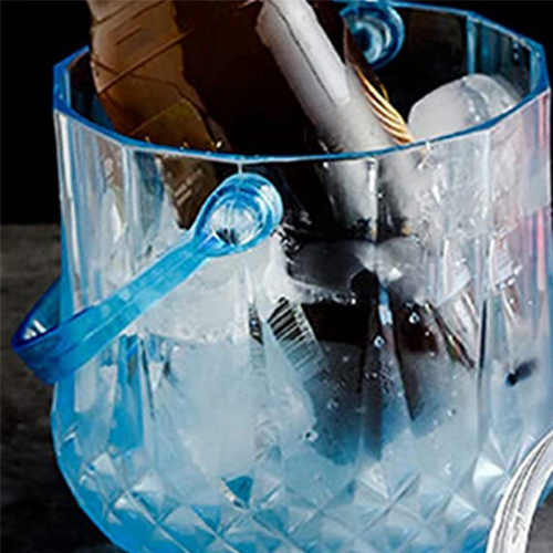 Ice Bucket Plastic Ice Bucket with Handle Acrylic Transparent-Blue 1