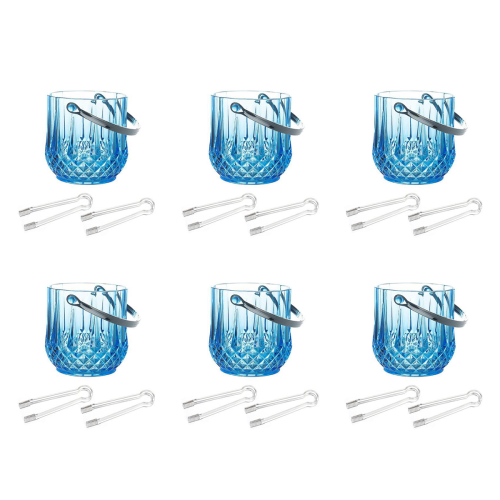Ice Bucket Plastic Ice Bucket with Handle Acrylic Transparent-Blue