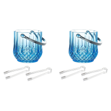 Ice Bucket Plastic Ice Bucket with Handle Acrylic Transparent-Blue