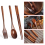 Wooden Flatware Set, Spoon Fork Chopsticks with Khaki Twining Thread 4