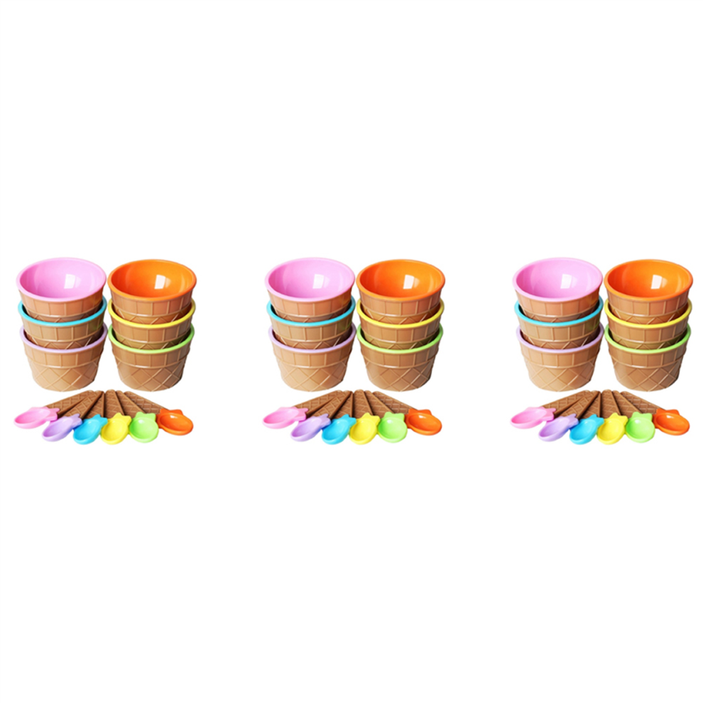 6Pcs Ice Bowl Set Different Color Ice Spoon Children Bowl Cream