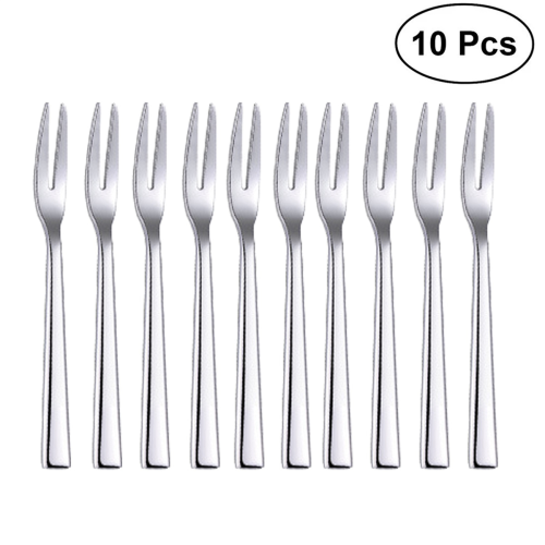 10Pcs 304 Stainless Steel Cocktail Dessert Fork Cake Fruit Forks Set 2