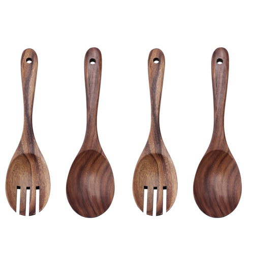 Wood Salad Servers for Nonstick Cookware Kitchen 2 Pieces