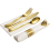 25 Pre Rolled Gold Plastic Silverware - Silverware Set 2