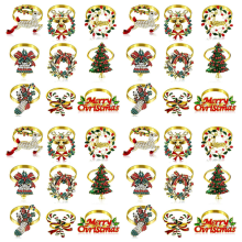 9 Pieces Christmas Napkin Rings Set Metal Christmas Napkin Holder