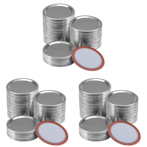100 Pcs 70MM Jar Split-Type Lids with Silicone Seals Rings