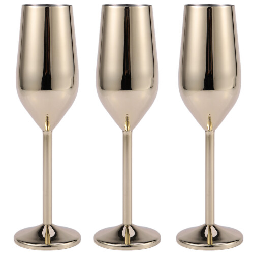 2Pcs/Set Shatterproof Stainless Champagne Glasses Brushed Drink Cup