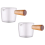 10PCS Transparent Glass with Wooden Handle, Creamer Pitcher. 100Ml 2