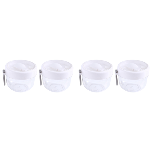 Overnight Oat Containers with Lid and Spoons 2PCS,White