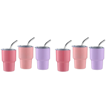 3PCS Mini Tumbler Shot Glass with Straw & Lid, Double Wall, 2Oz(A)