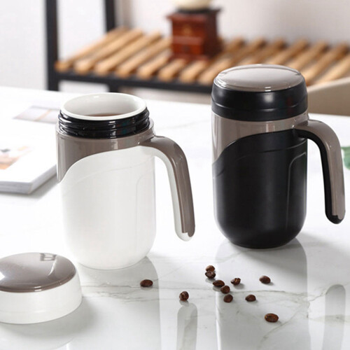 Ceramic Vacuum Flask Cup Leakproof Insulated with Handle 380Ml White 2
