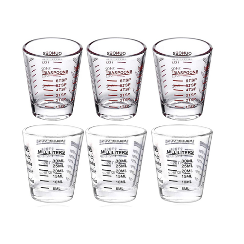 6Pcs Measuring Cup Espresso Glass Measurement 1Oz,6 ,2 Tbs,30Ml 1