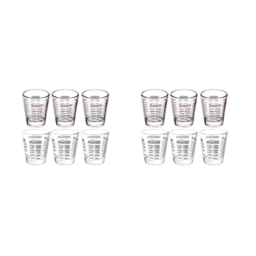 6Pcs Measuring Cup Espresso Glass Measurement 1Oz,6 ,2 Tbs,30Ml