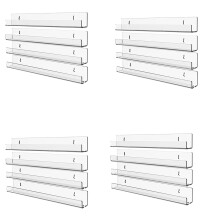 4Pcs Acrylic Clear Floating Bookshelf, Organizer Record Rack