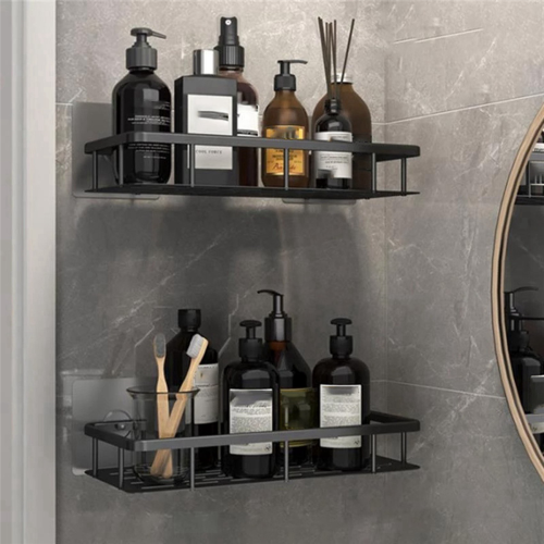 2Pcs Bathroom Shelves No-Drill Wall Mount Storage Rack for Shampoo 2