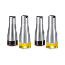 4Pcs Oil Bottle Dispenser Set, Stainless Steel Elegant Glass Bottle