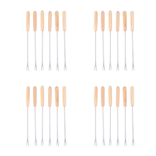 Stainless Steel Fondue Forks with Oak Wood Handle , 9.5Inch