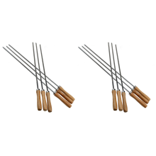 Stainless Steel Wooden Handles Metal Sticks with Storage Pouch 6Pcs