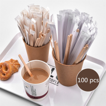 100Pcs 5.5 Inch Coffee Stirrers Sticks -Natural Wood Eco-Friendly