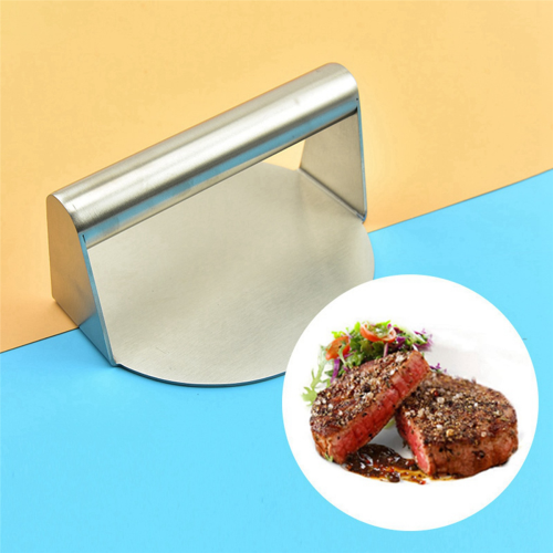 Stainless Steel Burger Round Smash Burger with Handle 2