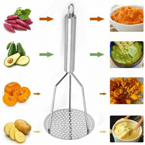 Stainless Steel Potato Masher with Handle for Creamy Mashed Potato 2