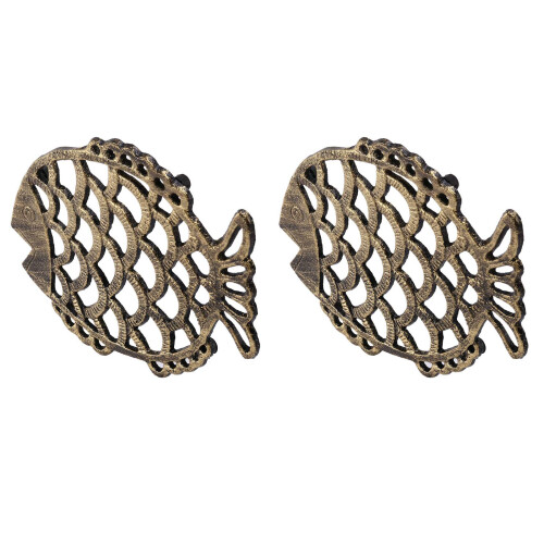 Cast Iron Fish Trivet, 7.5X6Inch Decorative Pattern for Cookware
