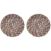 Round Paper Fiber Woven Place Mats Decor 15 inch Set Of 12 (Coffe)