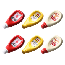 3 Pcs Ceramic Extruded Tomato Sauce Bottle Shape Seasoning Dish - S