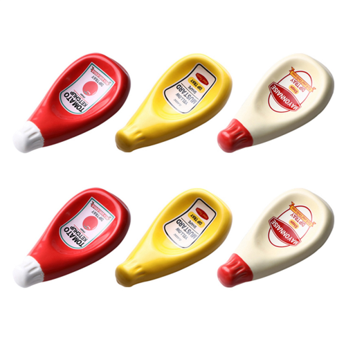 3 Pcs Ceramic Extruded Tomato Sauce Bottle Shape Seasoning Dish - S