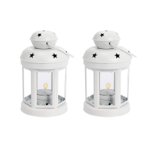 Vintage Metal Hanging Candle Lanterns ,Tealight Holder -White