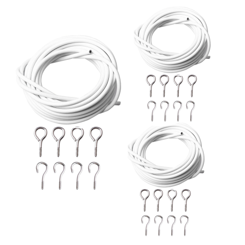 Curtain Wire and Hooks Set, 3 Meters Net Curtain Wirewith 8Pcs Hooks 1
