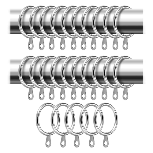 24 Pack Metal Curtain Rings, 30mm Internal Diameter Eyelets, Silver 2