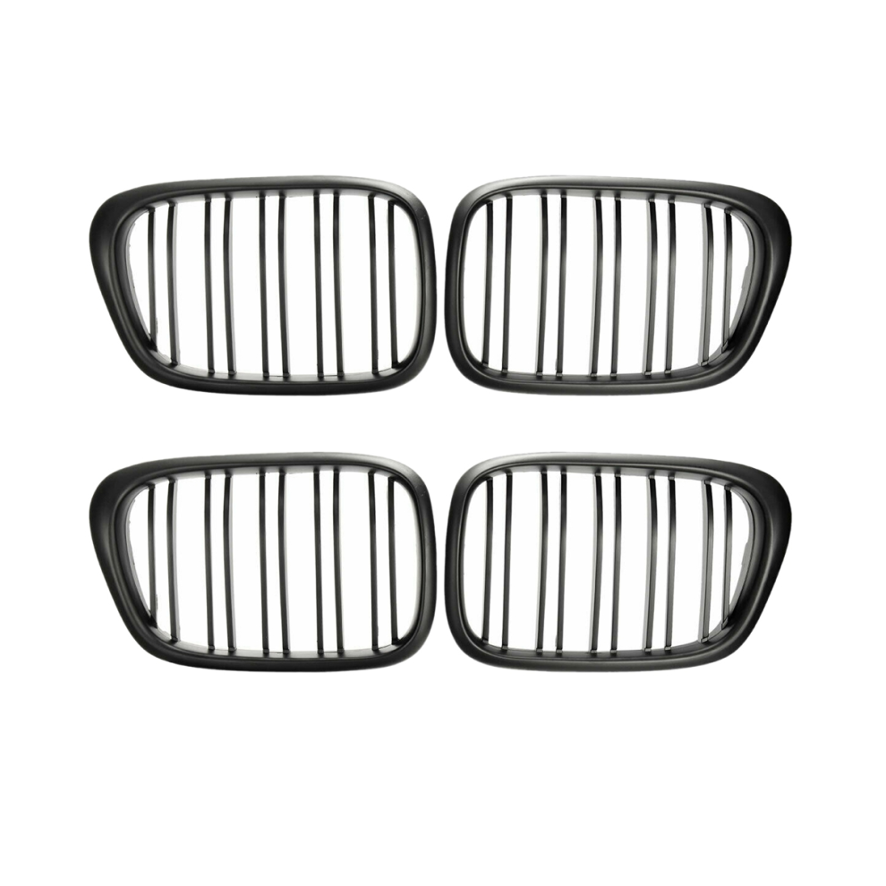 Front Bumper Kidney Grill Dual Slat Grilles For Matte Black 4712582739013