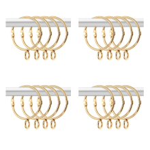 20 Pcs Gold Metal Drapery Loops with Eyelet for Hook Pins (1.5 Inch)