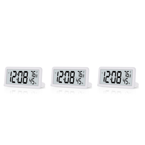 3X Digital Alarm Clock,Battery Operated LCD Electronic Clock White