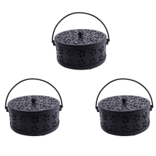 Nordic Retro Metal Hollow Floral Mosquito Coil Holder(Black)