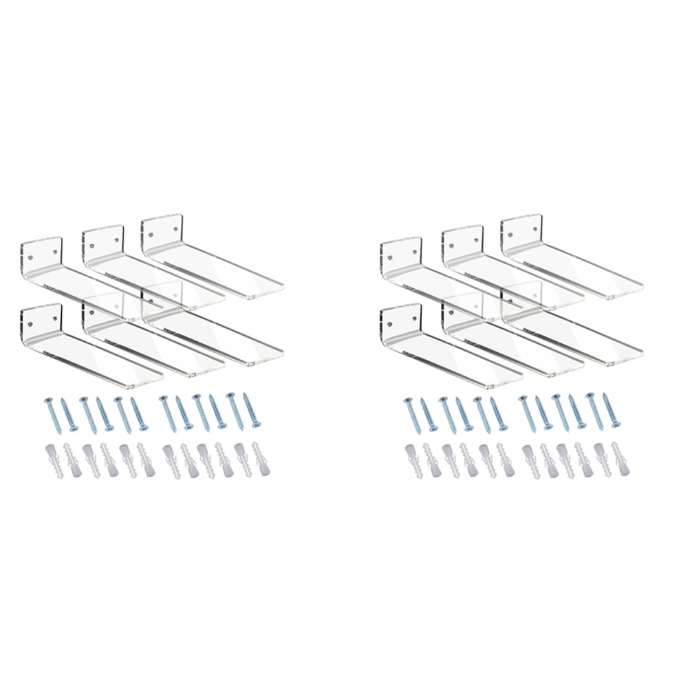 6 Pack Acrylic Floating Sneaker Shelves Clear Shoe Display Stand 4712582739969