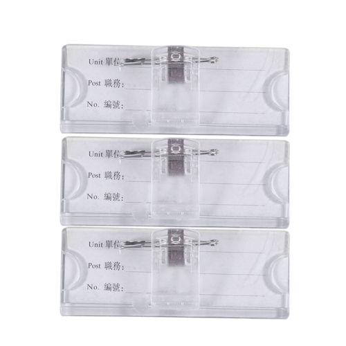 Safetypin Clear Hard Plastic Name Tag Clip Holder 3 Pcs 1