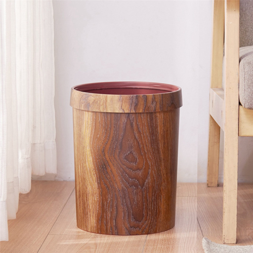 Retro Wood Grain Trash Can Living Room Kitchen Trash Can 2