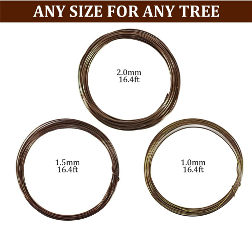 Bonsai Wire Kit- 9 Roll Anodized Aluminum Tree Training Wires - Brown 1