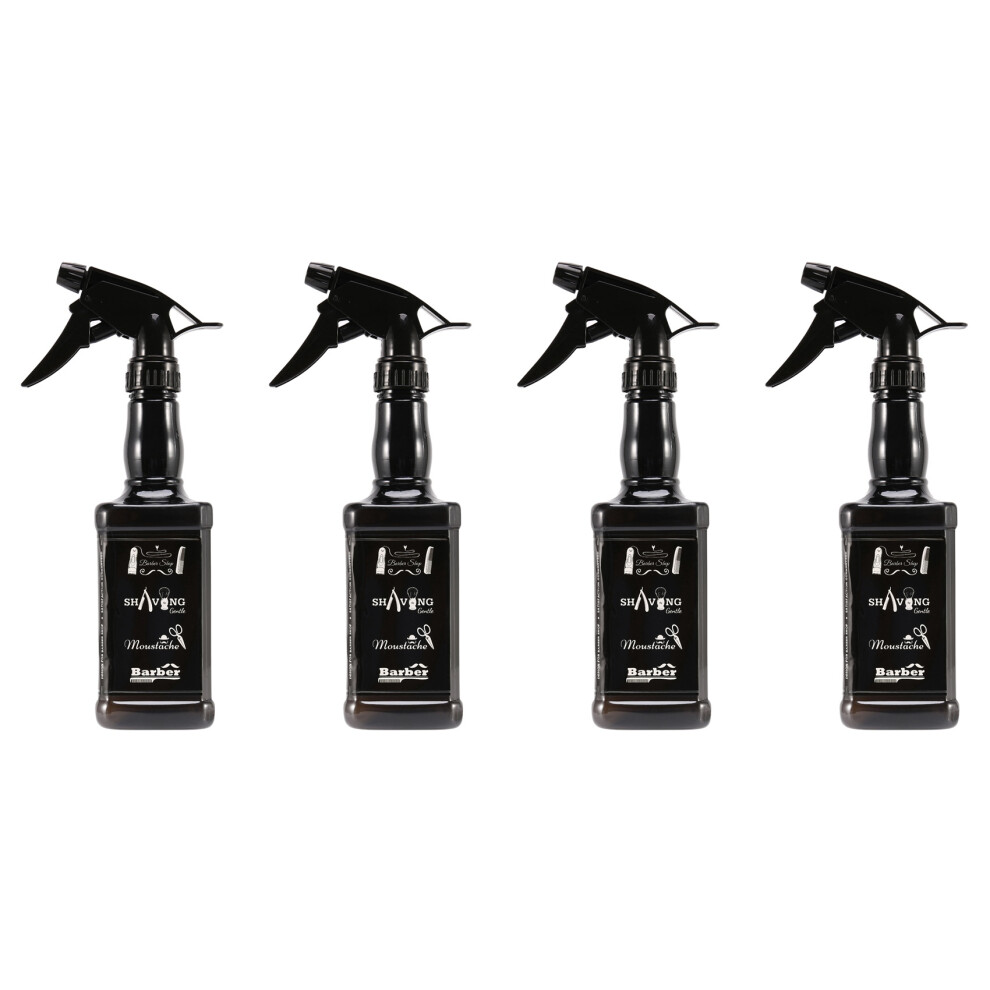 4X 650Ml Hairdressing Bottle Salon Barber Hair Tools Black