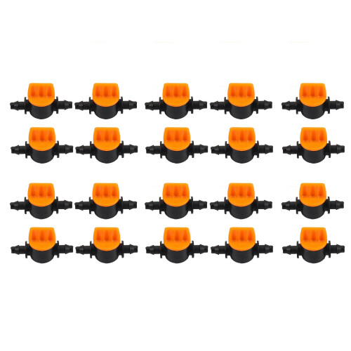 Mini Valve with 4/7Mm Hose Irrigation Water Flow Control 20Pcs
