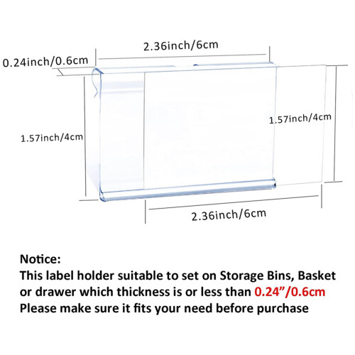 500Pcs Clear Plastic Label Holder Price Tag, for Storage Bins Labels 2