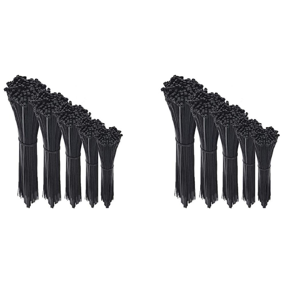 500Pcs Cable Ties Black Heavy Duty Zip Ties 2.5 X 100Mm, 2.5 X 150Mm 4711515526522