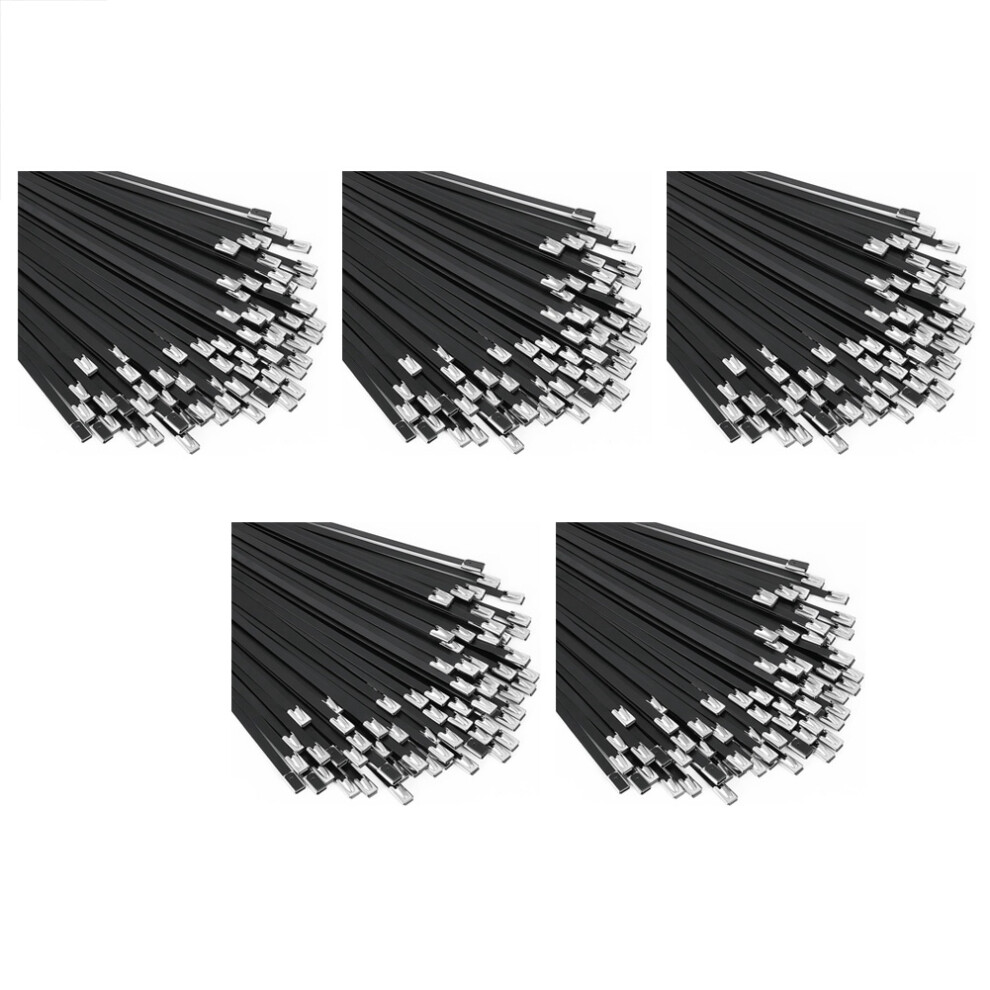 Metal Zip Ties Black 100Pcs 11.8 Inch 304 Stainless Steel Cable Tie 4711515527192