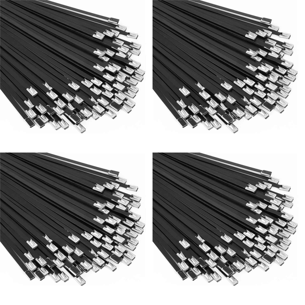 Metal Zip Ties Black 100Pcs 11.8 Inch 304 Stainless Steel Cable Tie 4711515527222