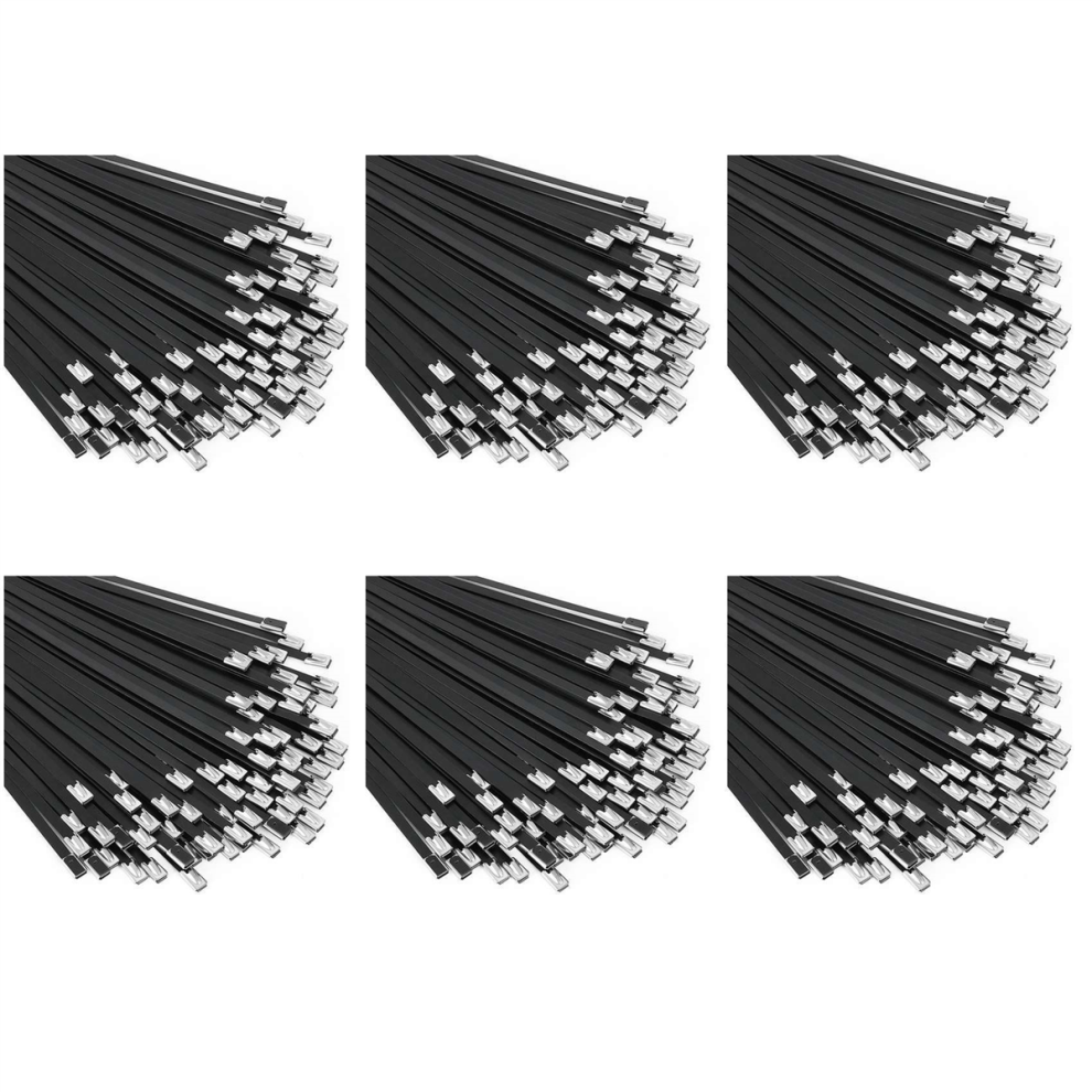 Metal Zip Ties Black 100Pcs 11.8 Inch 304 Stainless Steel Cable Tie 4711515527185
