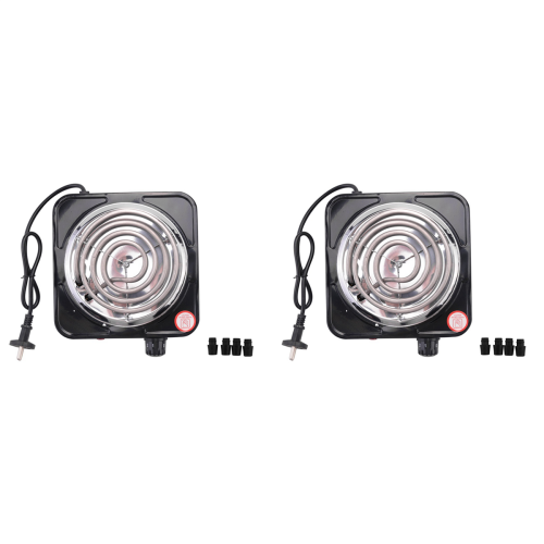 Electric Single Burner Cooktop, 1500W, Black & Stainless Eu Plug 1